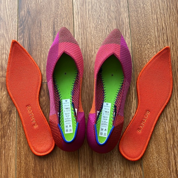 Rothy’s The Point Metallic Pomegranate (Pink, Orange and Purple) size 6.5 GUC - Picture 6 of 7